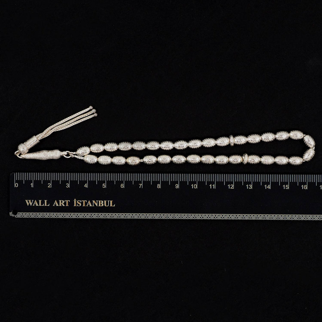 Oval-Cut 925 Sterling Silver Tasbeeh - WATD862