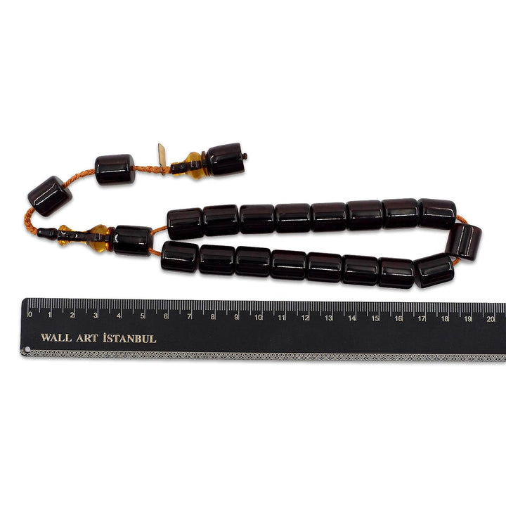 Large-Bead Faceted-Cut Fire Amber Tasbeeh with System Tassel - WATD863