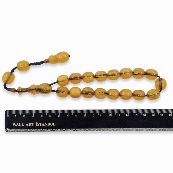 Large-Bead Faceted-Cut Fire Amber Tasbeeh with System Tassel - WATD865