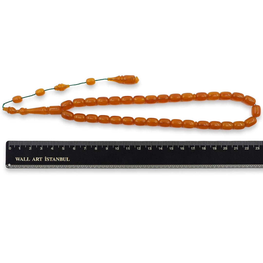 Master-Crafted Dry-Turned Capsule-Cut Pressed Amber Tasbeeh with System Tassel - WATD866