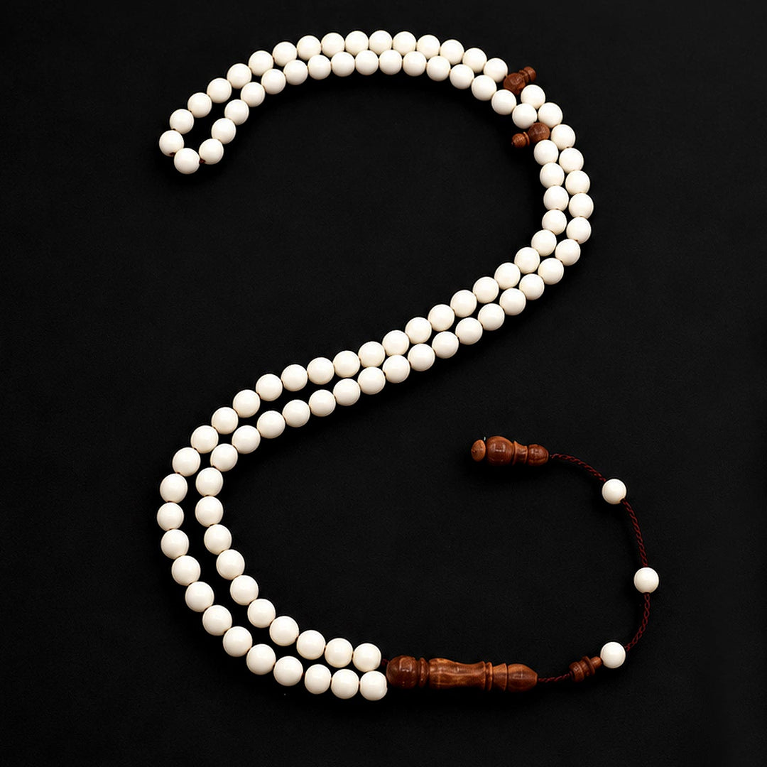 99-Bead Camel Bone Round-Cut Tasbeeh with Kuka Accents - WATD876