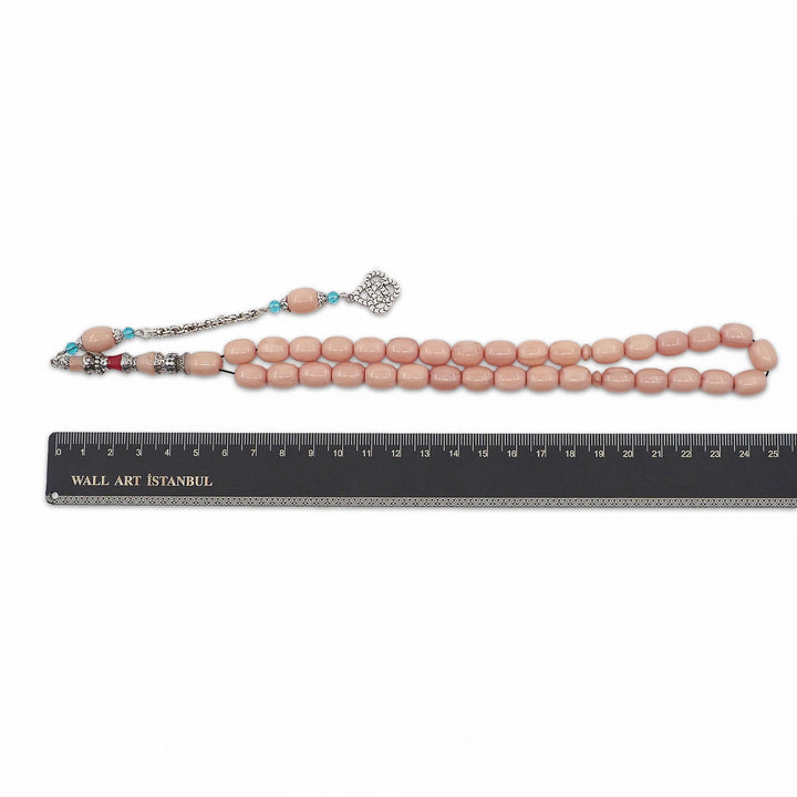 Pressed Amber Tasbeeh with Engraved Imame &amp; Special Tassel - WATD934