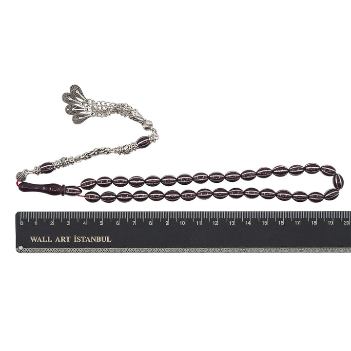 Fire Amber Tasbeeh with Split Oval-Cut Beads &amp; Tassel - WATD945