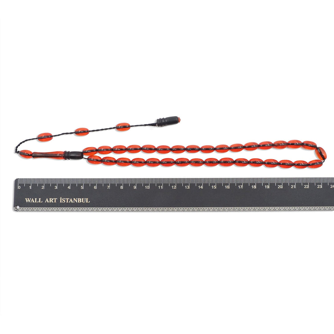System Tassel Glittered Fire Amber Tasbeeh - WATD956