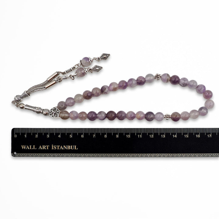 Natural Amethyst Stone Sphere-Cut Tasbeeh - WATD996