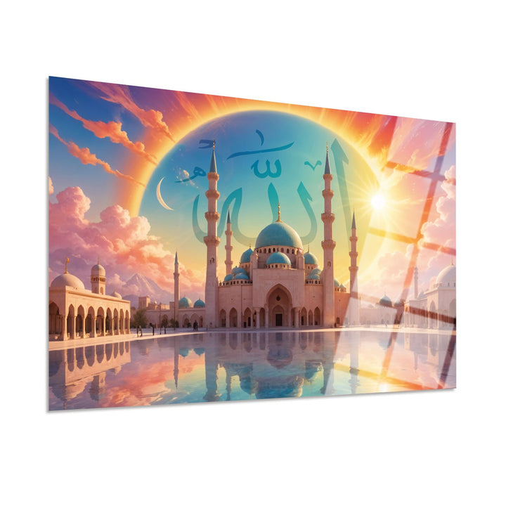 Mosque Painting in Sunlight Glass Islamic Wall Art - WTC063