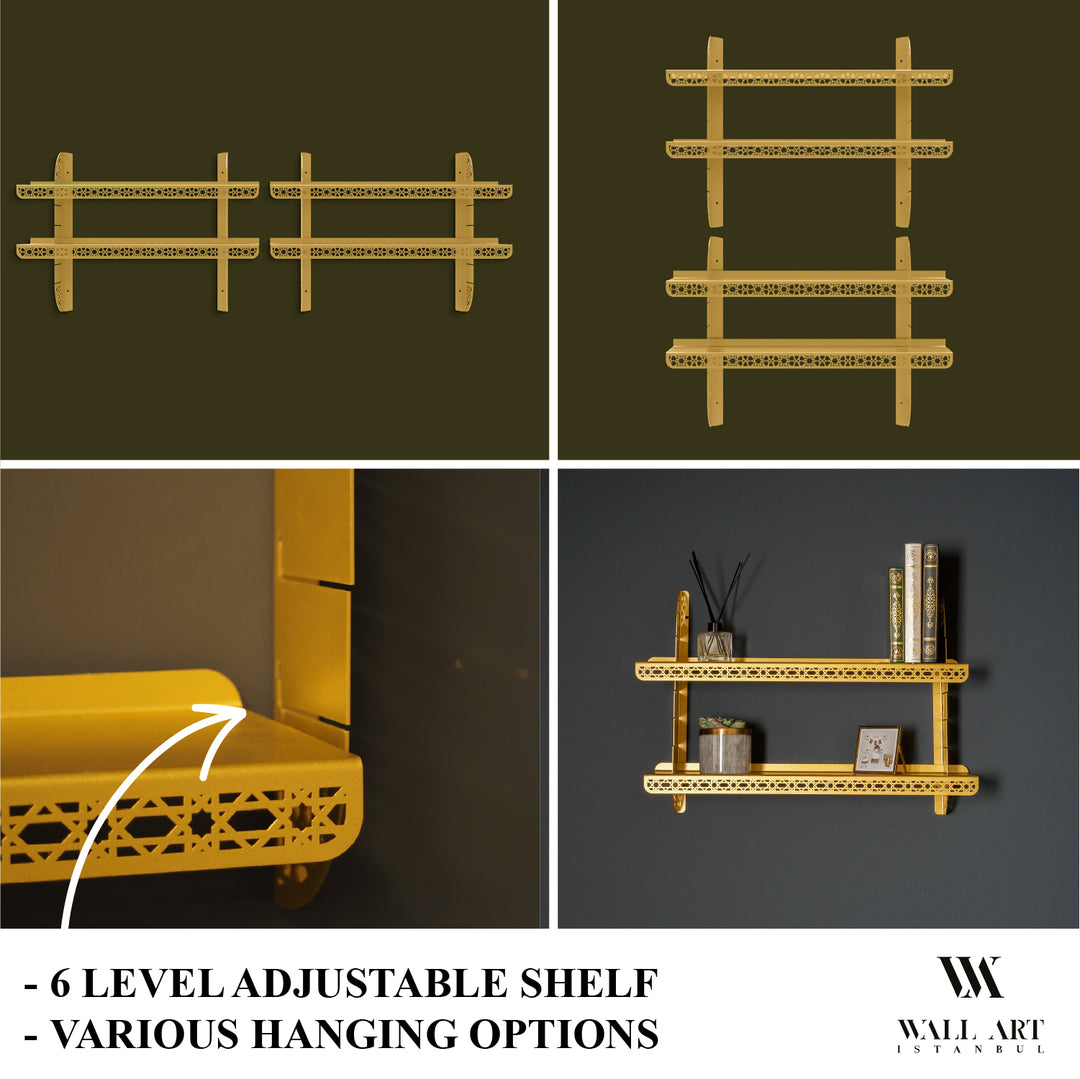 Kadem Adjustable Metal Islamic Wall Shelf - WAMH199