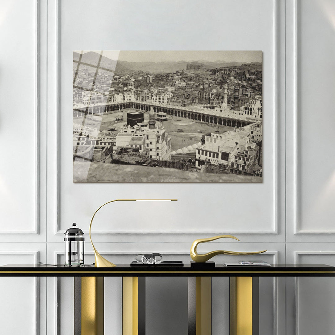 Historic Kaaba Image Glass Islamic Wall Art - WTC059