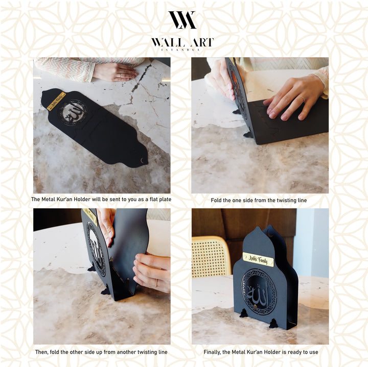 Personalized Allah Written Metal Quran Holder - WAMH155