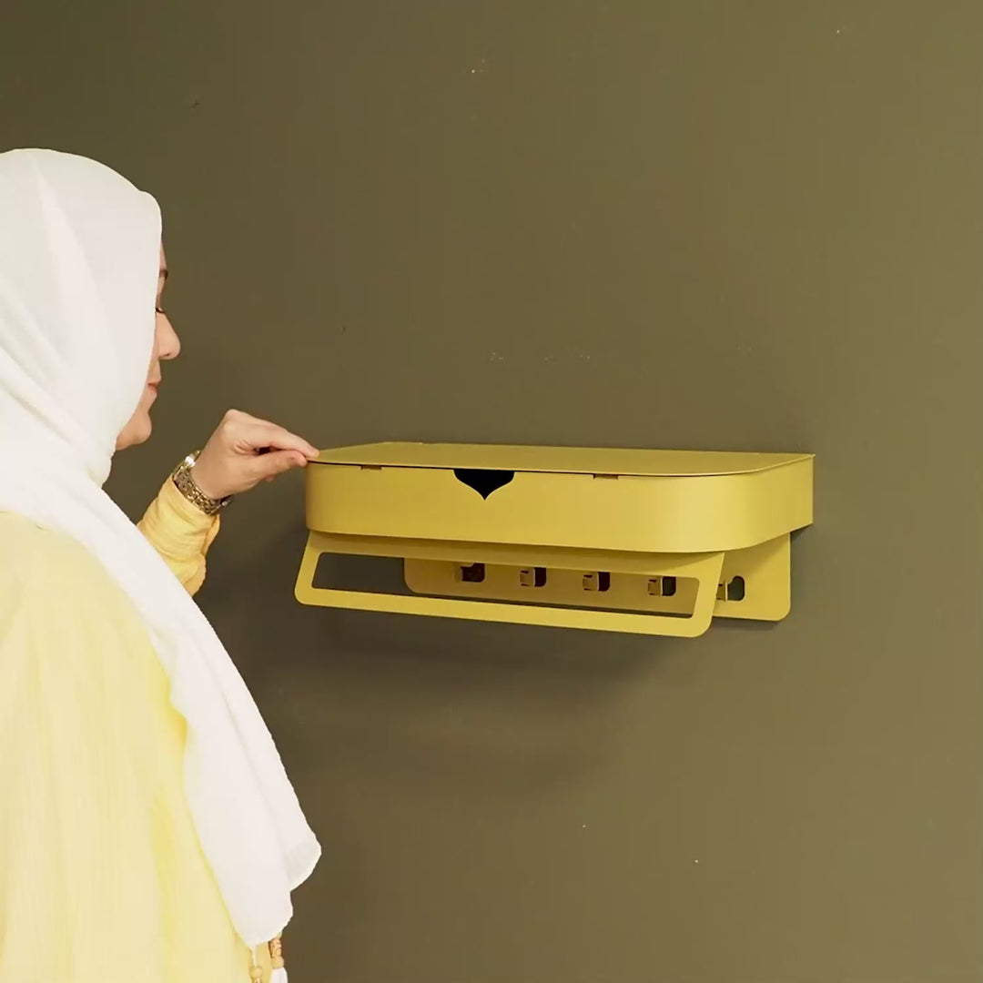 Sefa Metal Organizer Wall Shelf with Mirror - WAMH209