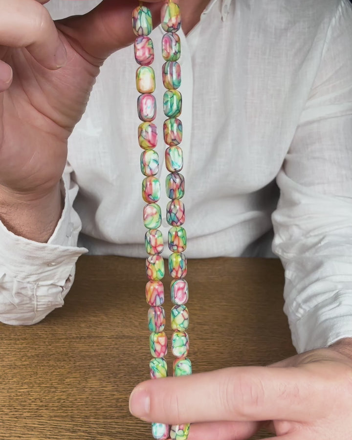Masterfully Crafted Capsule Cut French Galalith Tasbeeh - WATD1056