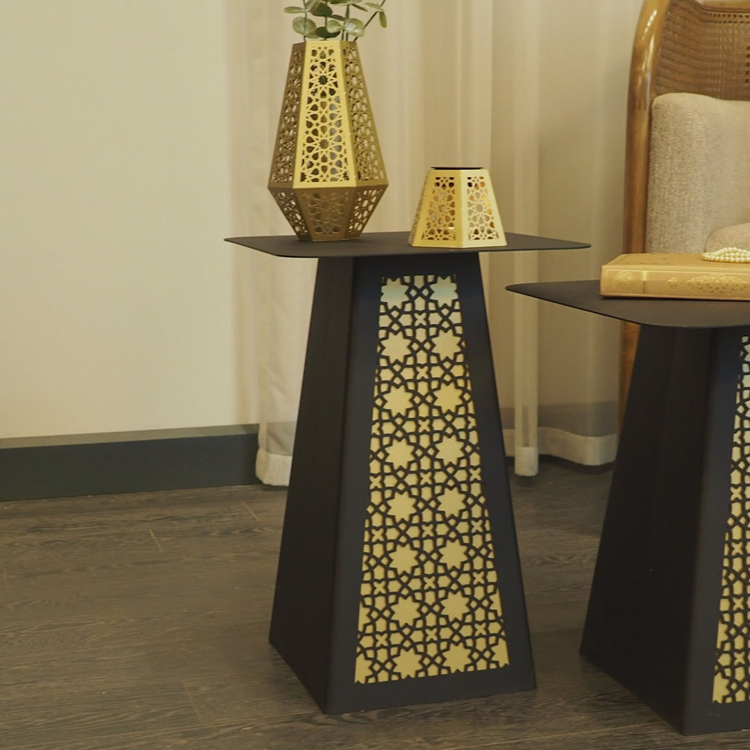 Zamrud Metal Islamic Side Table Set of 2 - WAMZ008