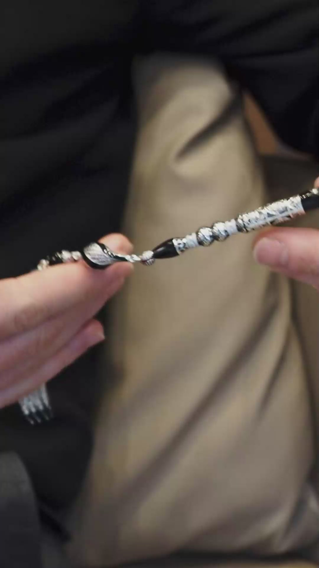 Original Erzurum Oltu Stone Jawshan Prayer Inscribed Mastercrafted Hand-Engraved Silver Imame Bead Tasbeeh – WATD323