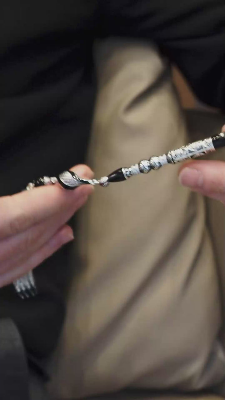 Original Erzurum Oltu Stone Jawshan Prayer Inscribed Mastercrafted Hand-Engraved Silver Imame Bead Tasbeeh – WATD323