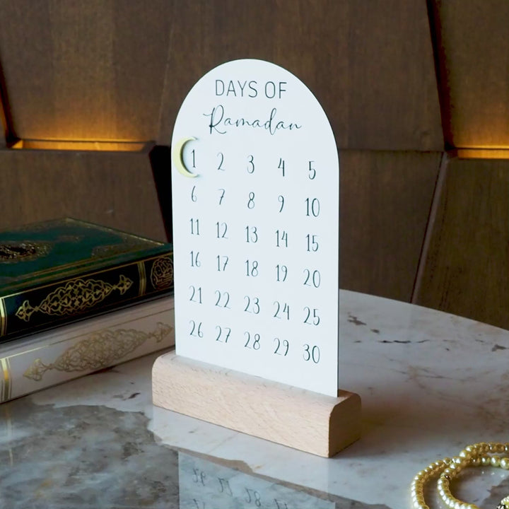 Metal Ramadan Calendar (Wooden Base & Magnetic Crescent) - WAMH179