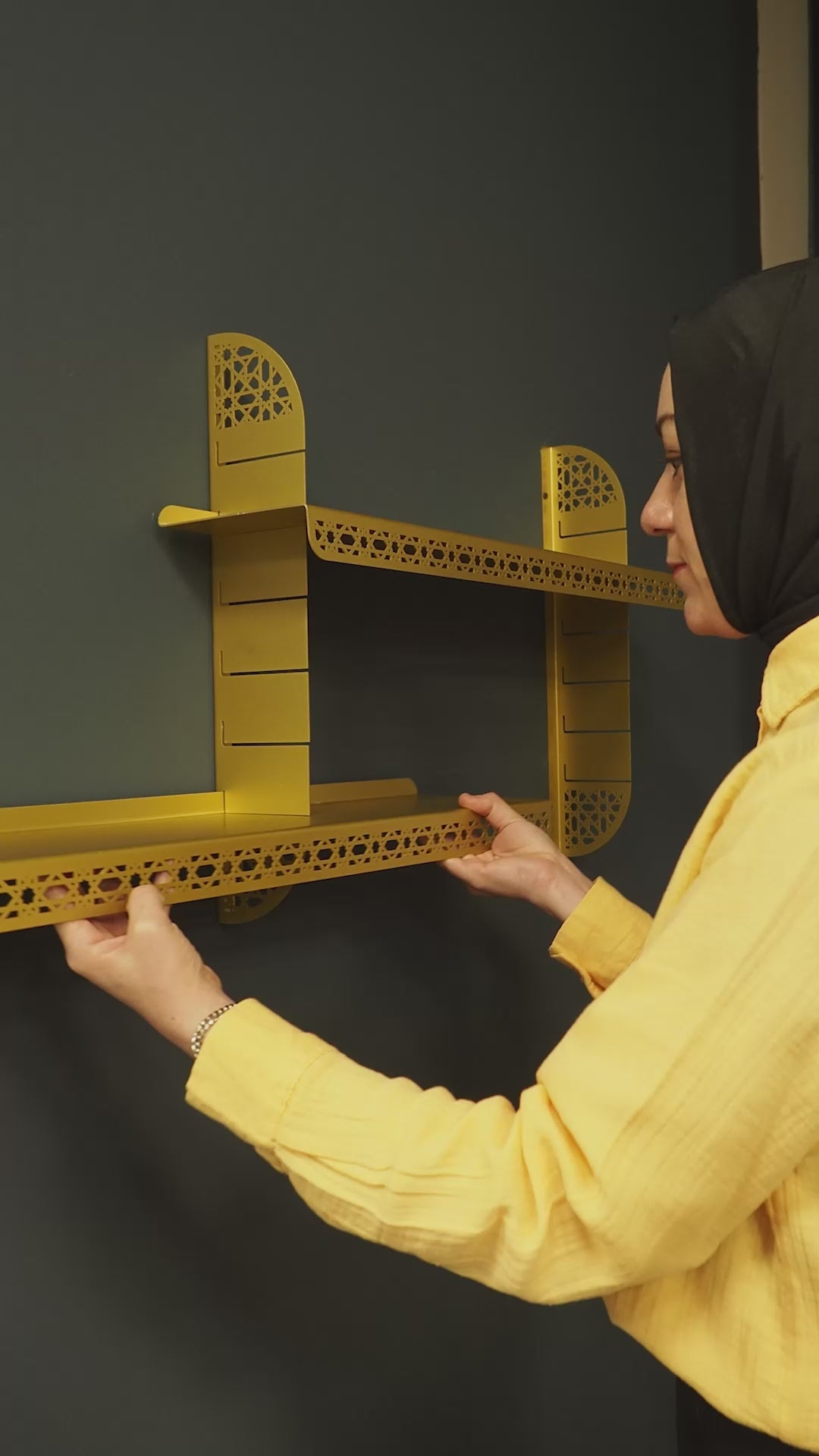 Kadem Adjustable Metal Islamic Wall Shelf - WAMH199