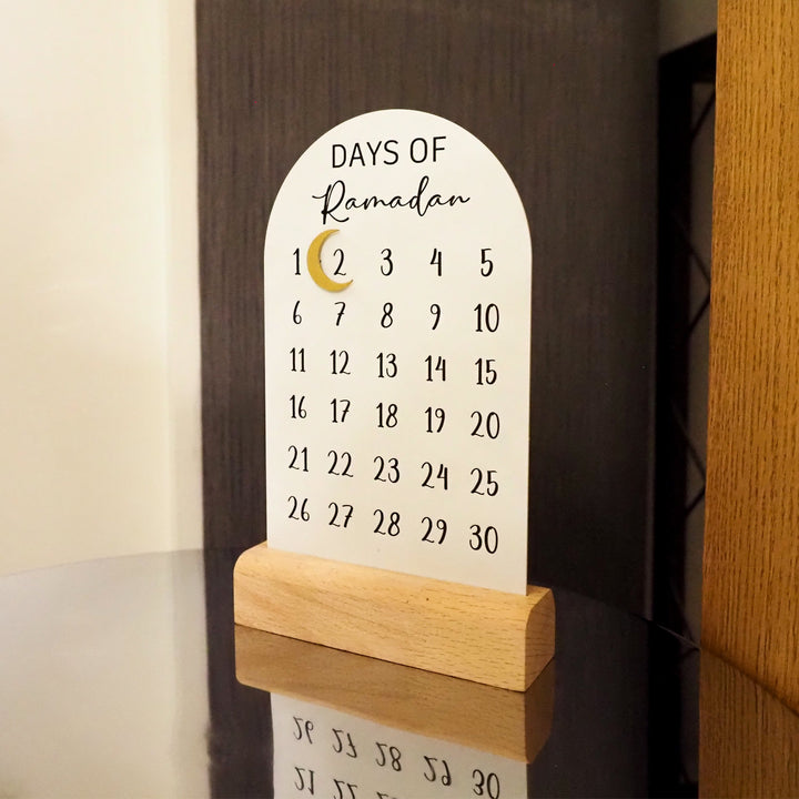 Metal Ramadan Calendar (Wooden Base & Magnetic Crescent) - WAMH179
