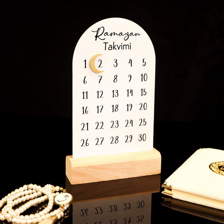 "Ramazan Takvimi" Metal Ramadan Calendar (Wooden Base & Magnetic Hilal) - WAMH188