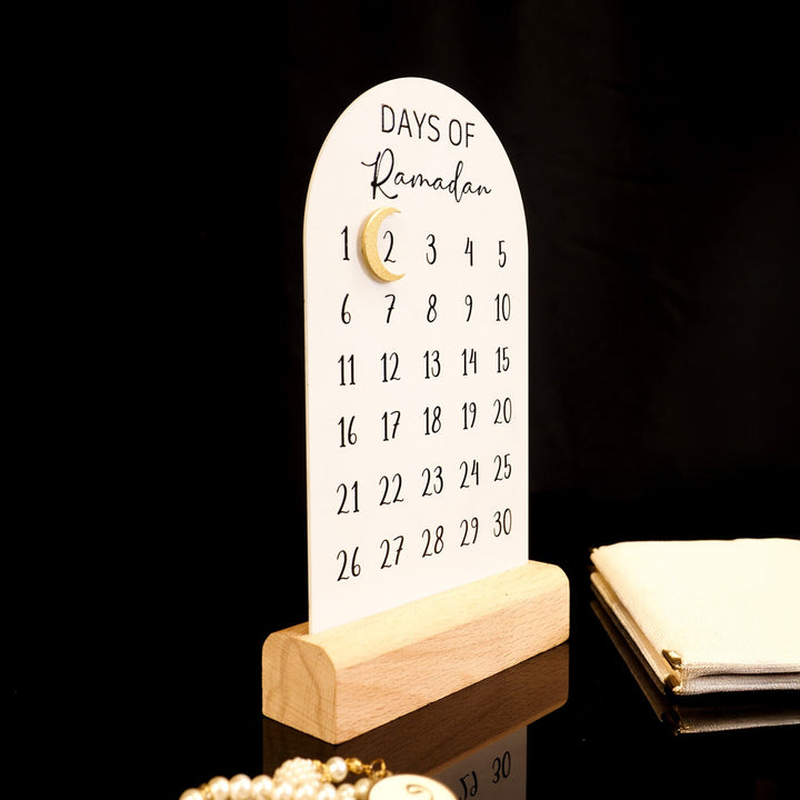 Metal Ramadan Calendar (Wooden Base & Magnetic Crescent) - WAMH179