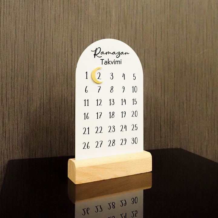 "Ramazan Takvimi" Metal Ramadan Calendar (Wooden Base & Magnetic Hilal) - WAMH188