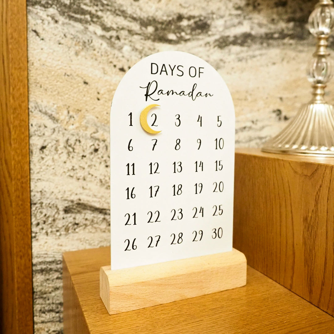 Metal Ramadan Calendar (Wooden Base & Magnetic Crescent) - WAMH179
