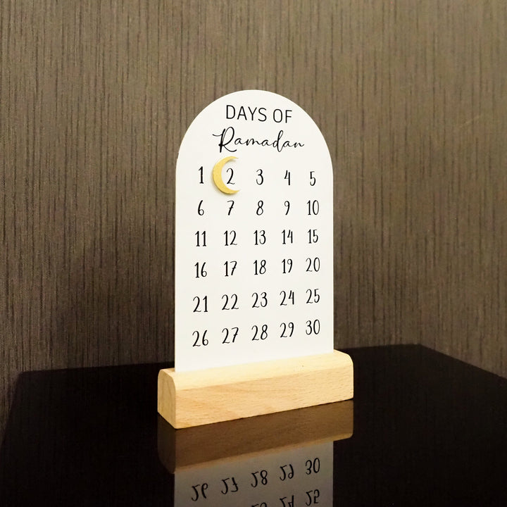 Metal Ramadan Calendar (Wooden Base & Magnetic Crescent) - WAMH179