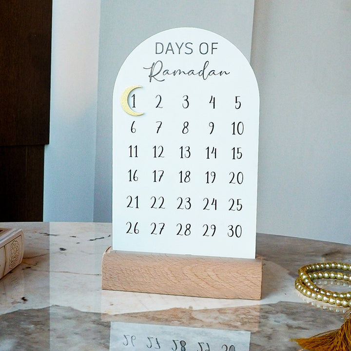Metal Ramadan Calendar (Wooden Base & Magnetic Crescent) - WAMH179