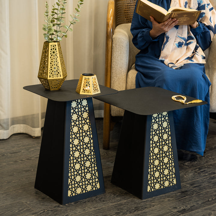 Zamrud Metal Islamic Side Table Set of 2 - WAMZ008