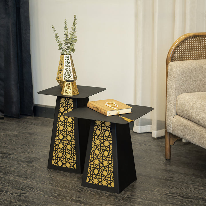 Zamrud Metal Islamic Side Table Set of 2 - WAMZ008