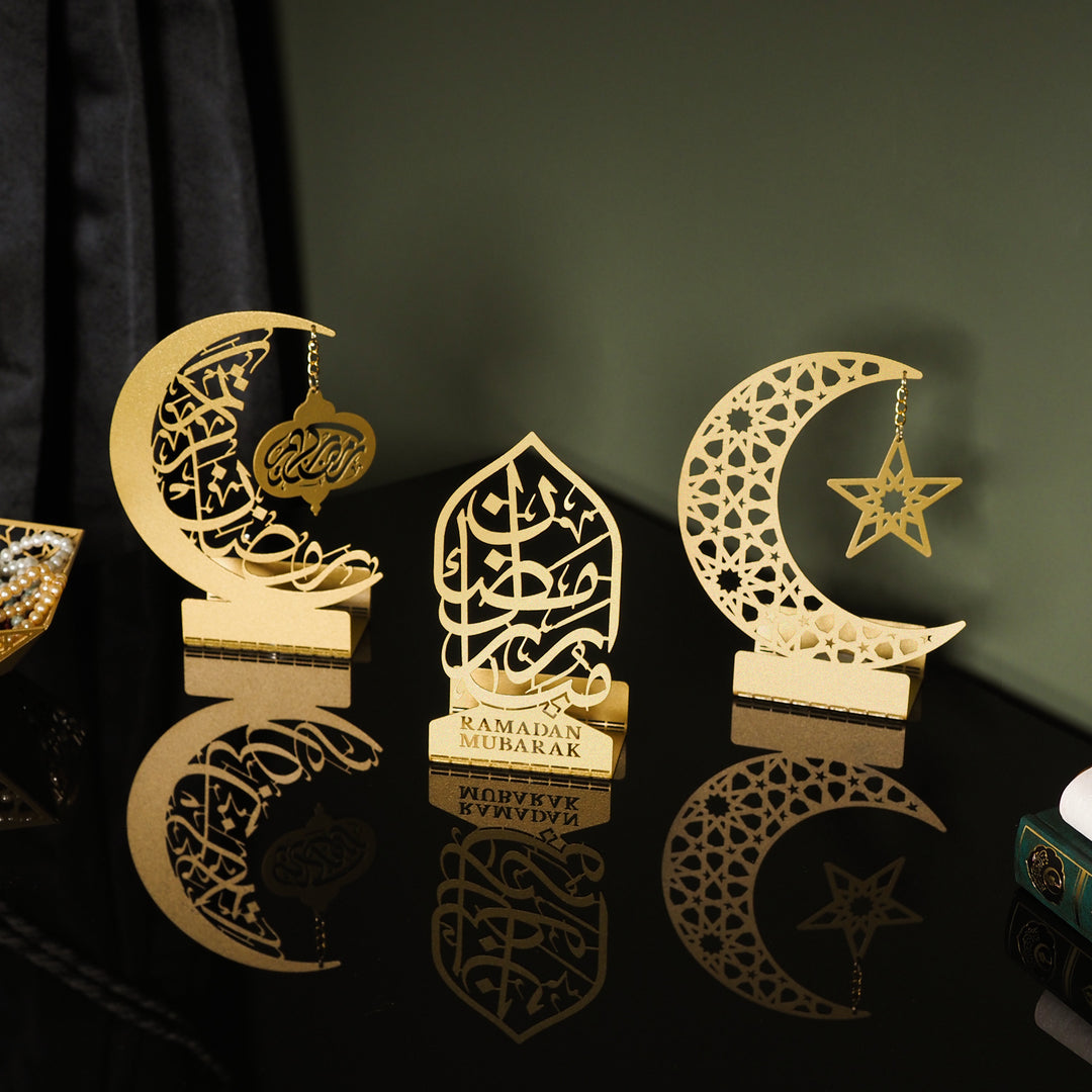 Ramadan Mubarak Metal Candle Holder Set of 3 - WAMH099