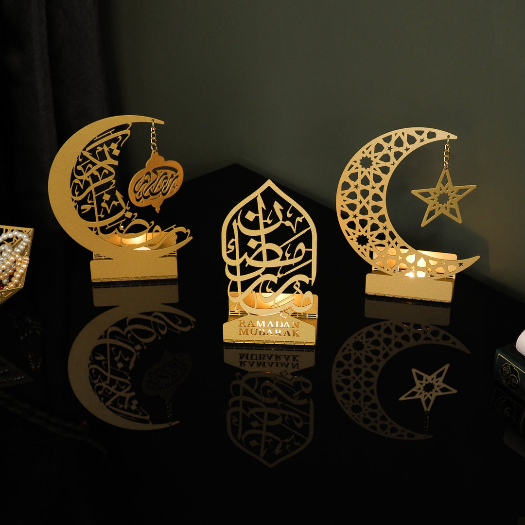 Ramadan Mubarak Metal Candle Holder Set of 3 - WAMH099