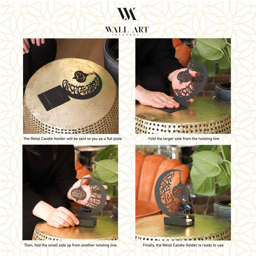 Ramadan Mubarak Metal Candle Holder Set of 3 - WAMH099