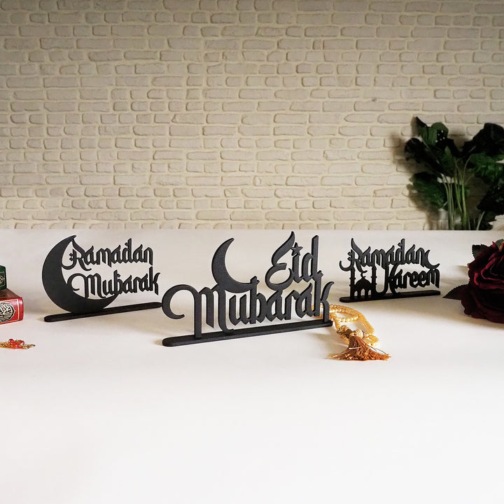 Metal Ramadan Mubarak, Ramadan Kareem & Eid Mubarak Decor Set of 3 - WAMH121