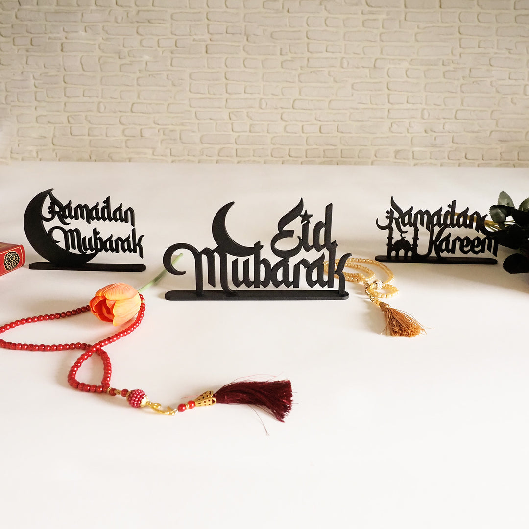 Metal Ramadan Mubarak, Ramadan Kareem & Eid Mubarak Decor Set of 3 - WAMH121