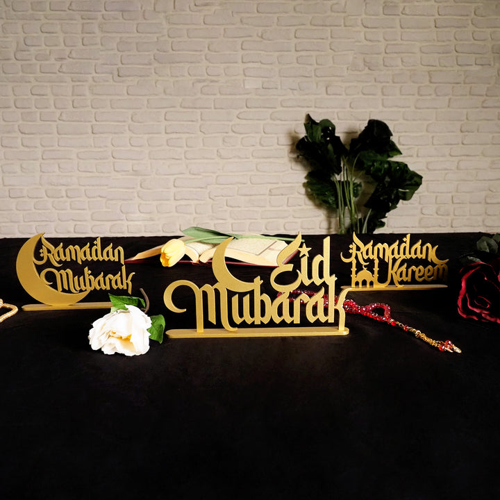 Metal Ramadan Mubarak, Ramadan Kareem & Eid Mubarak Decor Set of 3 - WAMH121