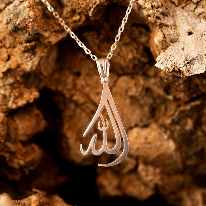 Tear Drop Allah Necklace 925 Sterling Silver - WAMT008