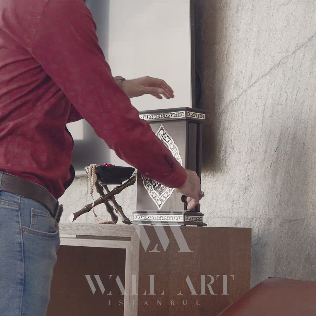 Premium Wooden Quran Box and Quran with Silver Engravings - WAP015