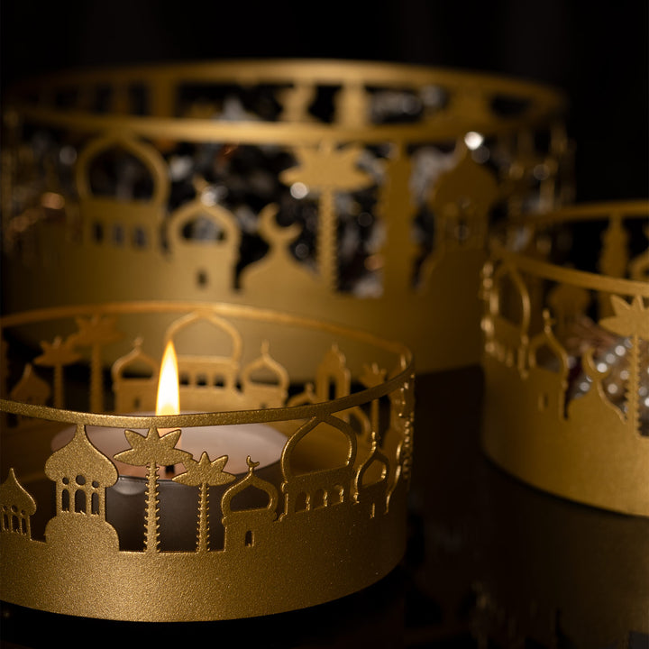 Metal Tray Set of 3 with Mosque Pattern - WAMH127