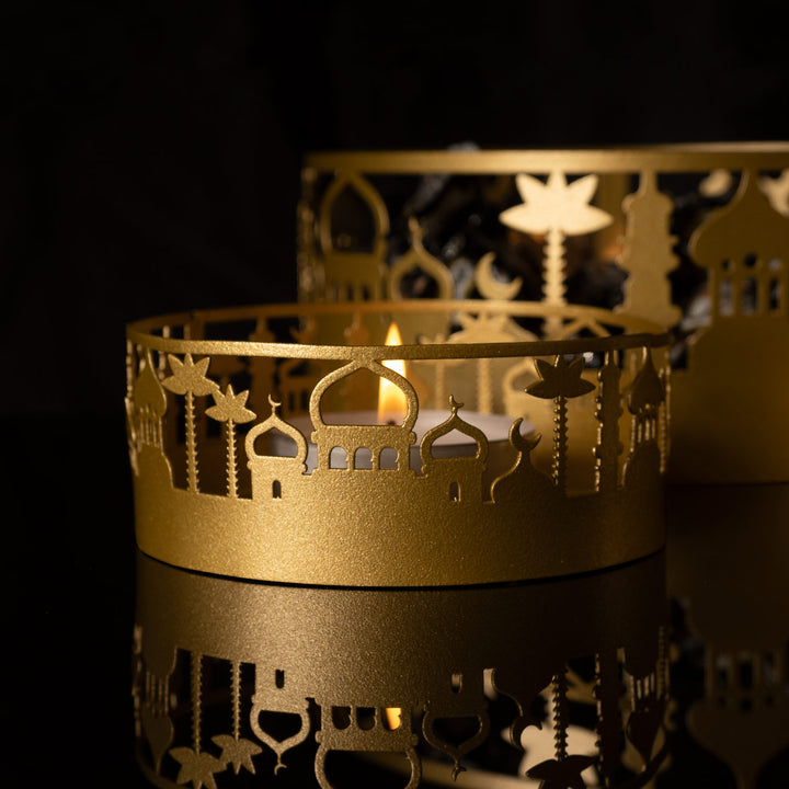 Metal Tray Set of 3 with Mosque Pattern - WAMH127