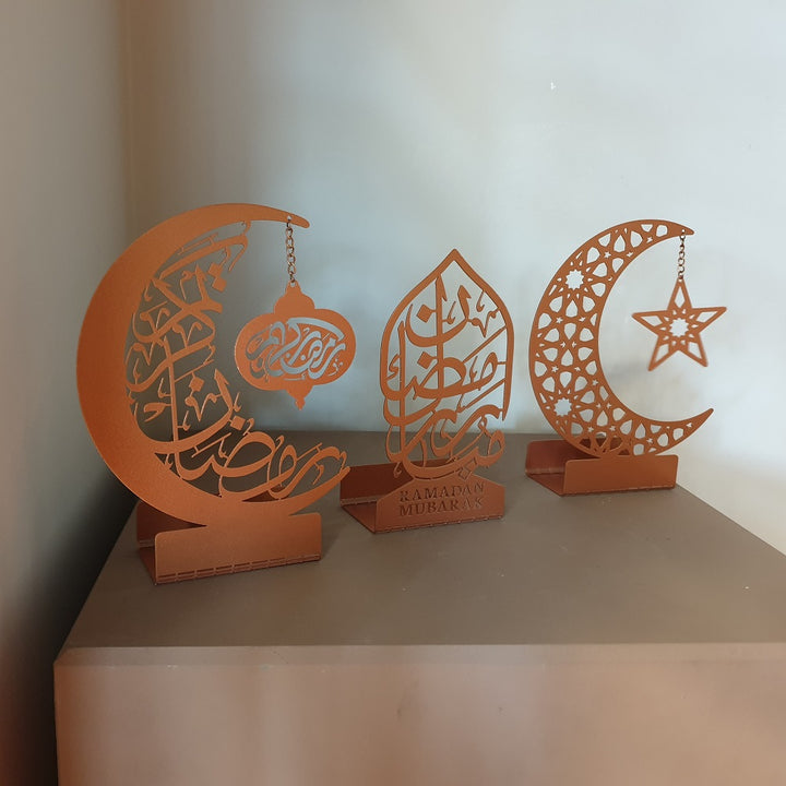 Ramadan Mubarak Metal Candle Holder Set of 3 - WAMH099
