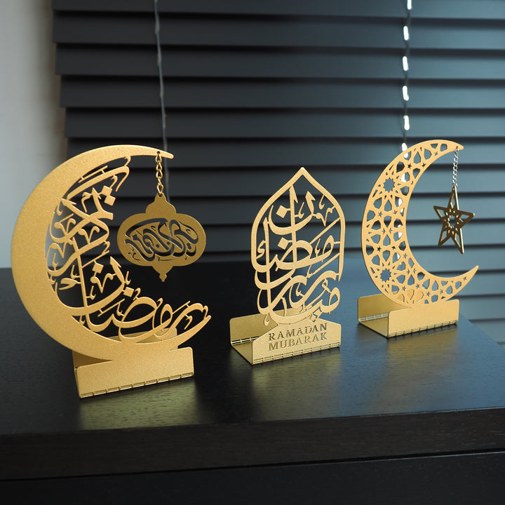 Ramadan Mubarak Metal Candle Holder Set of 3 - WAMH099